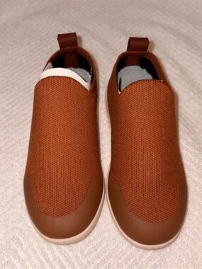 Heyfolks Kids Slip-On Knit Loafers in Rust Brown